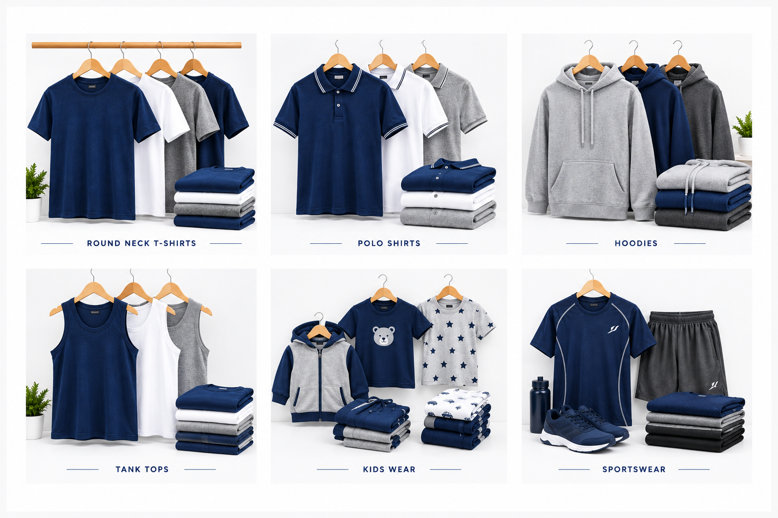 Assorted custom apparel products